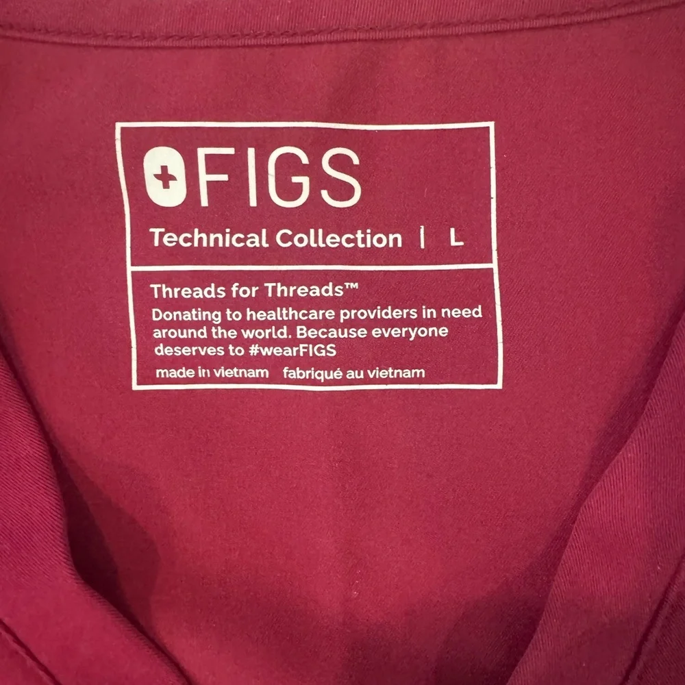 Figs Vibrant Pink V-Neck Scrub Top - Picture 2 of 2